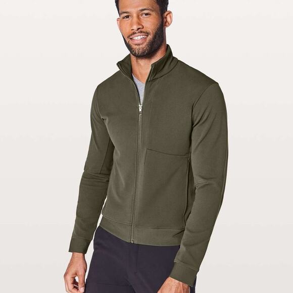 Lululemon Sojourn Jacket SIZE XL Dark Olive Track Zippered Pockets Warpstreme - Picture 1 of 15